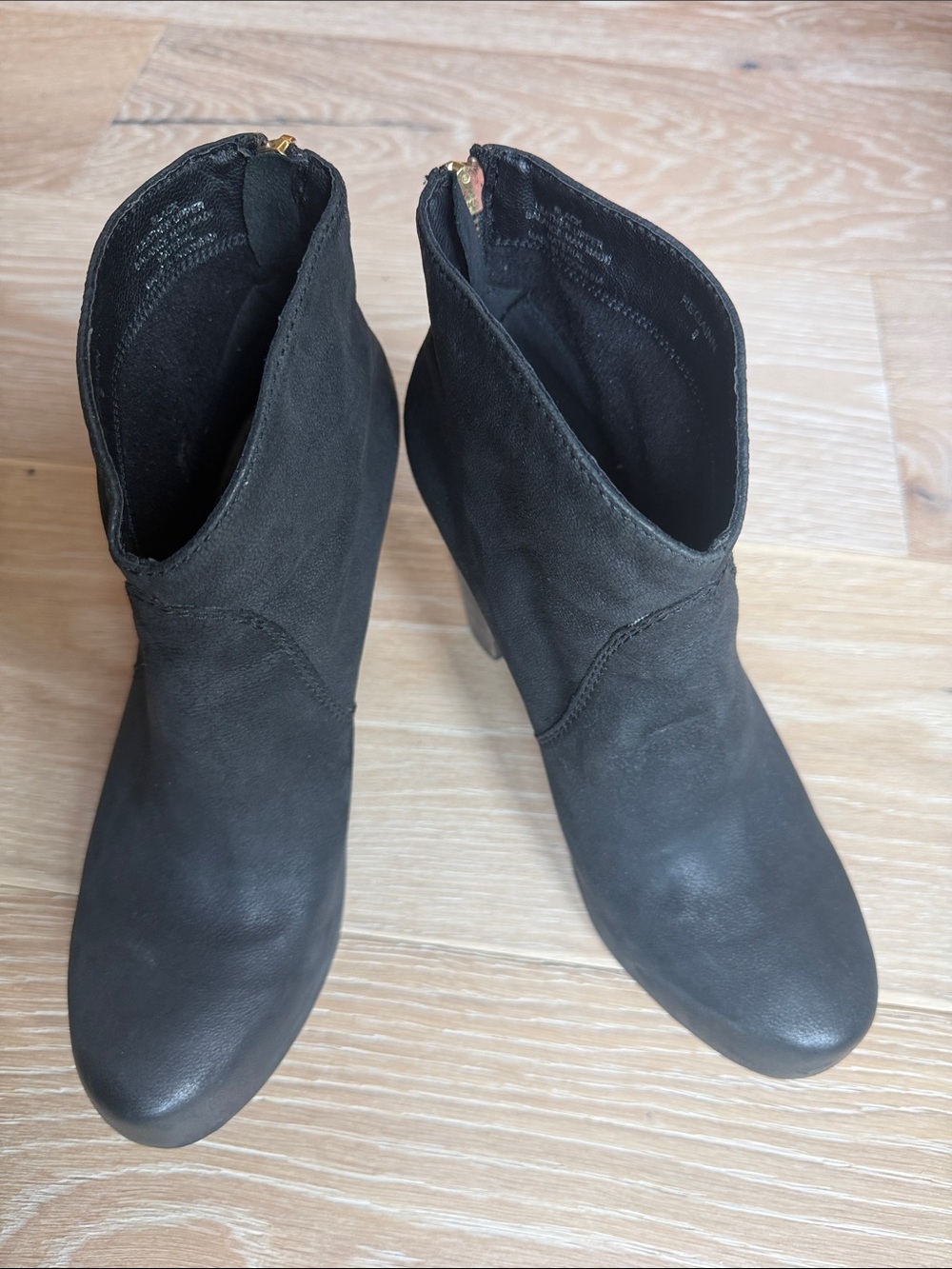 Steven By Steve Madden Black Suede Ankle Booties with Gold Zippers